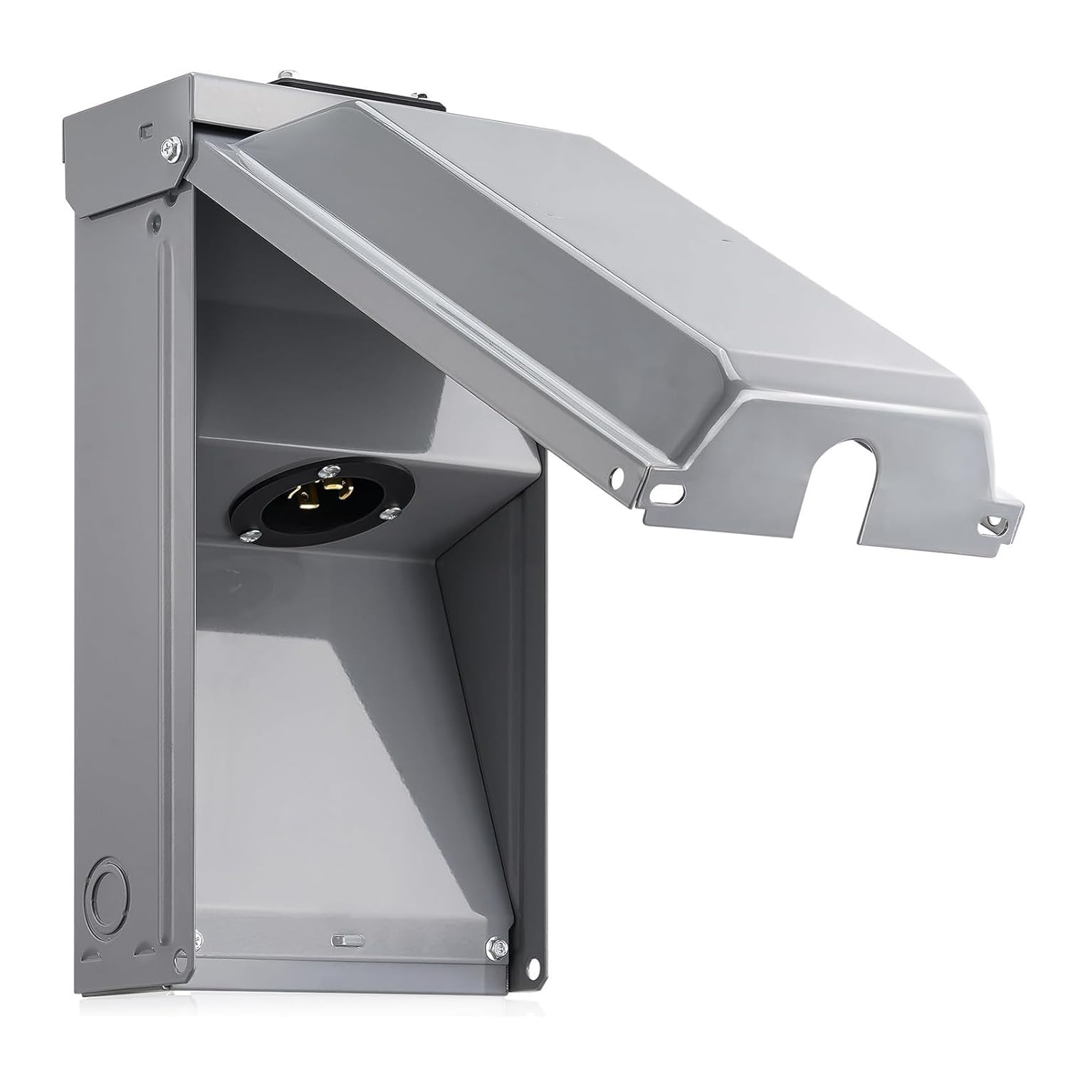 Focket Generator Inlet Box, Stainless Steel 30 Amp Generator Power Inlet Box for 4 Prong Generators Cord, 7500W Weatherproof Outdoor Outlet Receptacle with Innovative Cable Exit