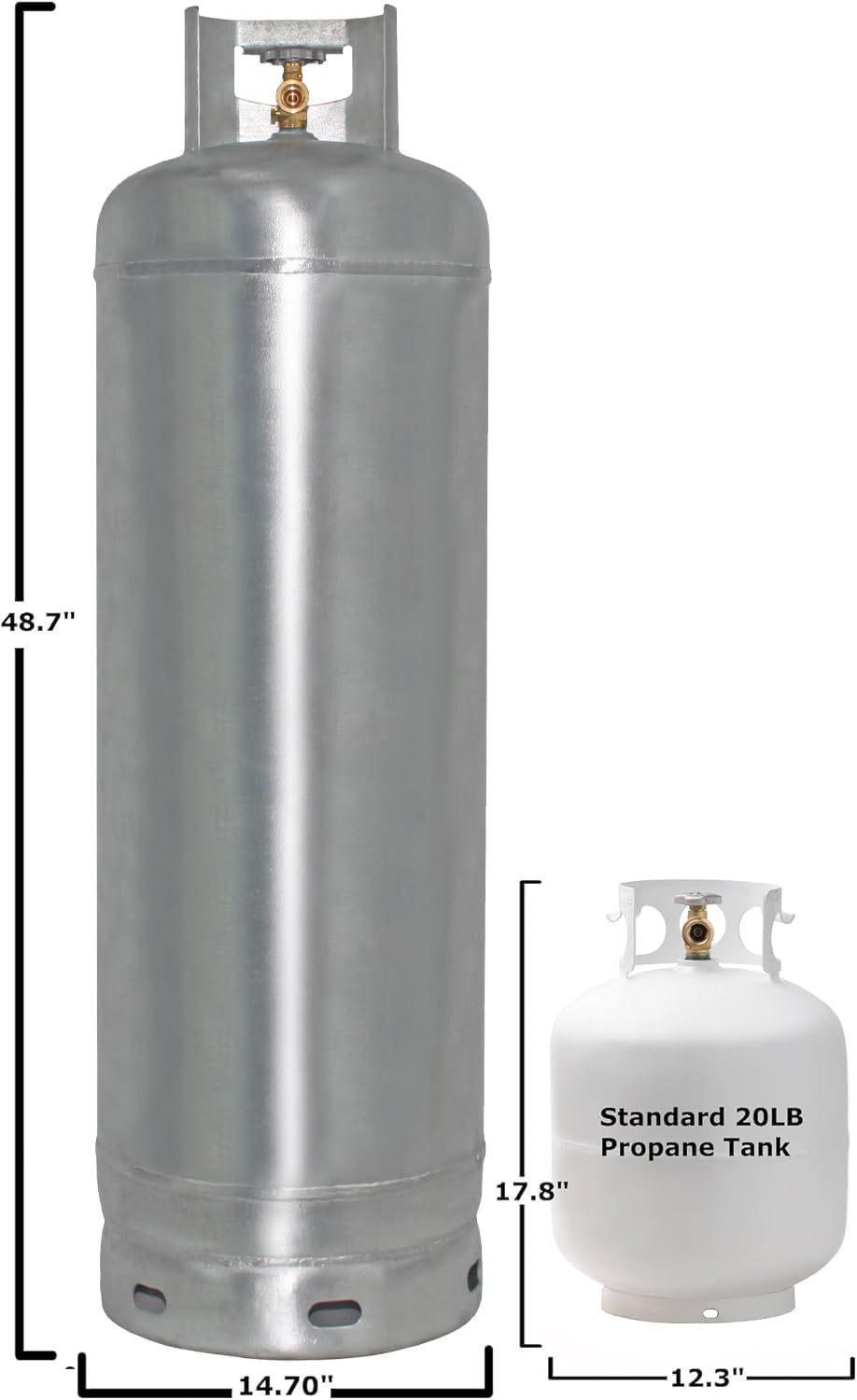Flame King YSN100-GALV 100LB Galvanized Steel Propane Tank with POL Valve, Rust and Corrosion-Free, Built to Last