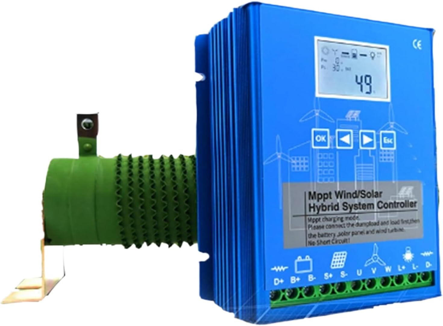 Hybrid MPPT Wind and Solar Controller, 12V/24V/48V Auto Distinguish Wind Turbine Solar Charge Controller with LCD Screen 12V/24V-1000W,12V