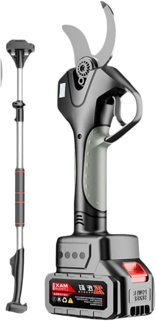 Electric Pruners for Gardening, Electric Branch Scissors, Cordless Pruning Shears, 4.5 Cutting Diameter, with Rechargeable Battery, LCD Display Silver-Opening6.0cm+2*Battery+ExtensionRod