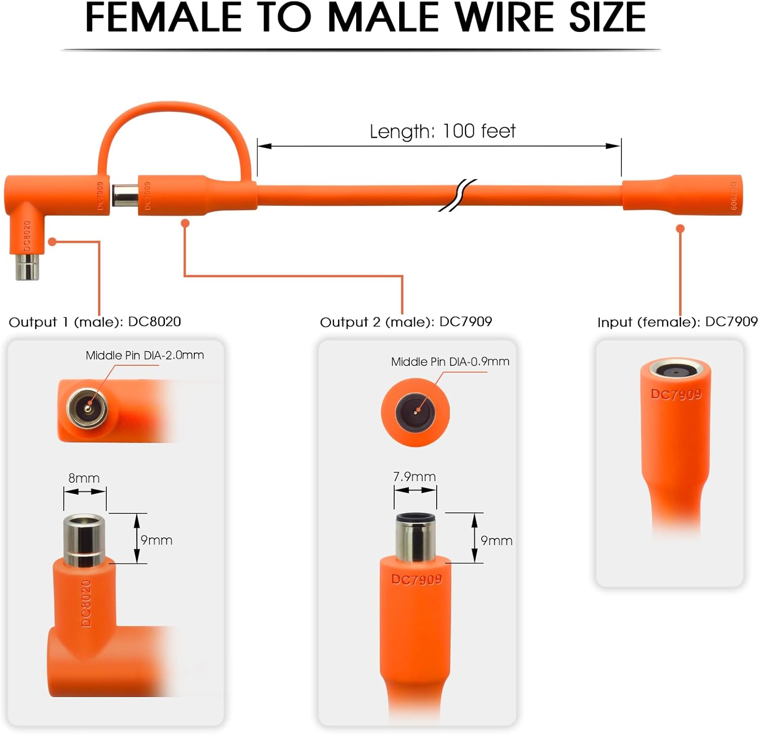 Solar Panel Extension Cable Compatible with Jackery Solar Panel Connector Perfectly for Gz Yeti, Anker, BLUETT, Jackery Portable Power Station (100 Feet)
