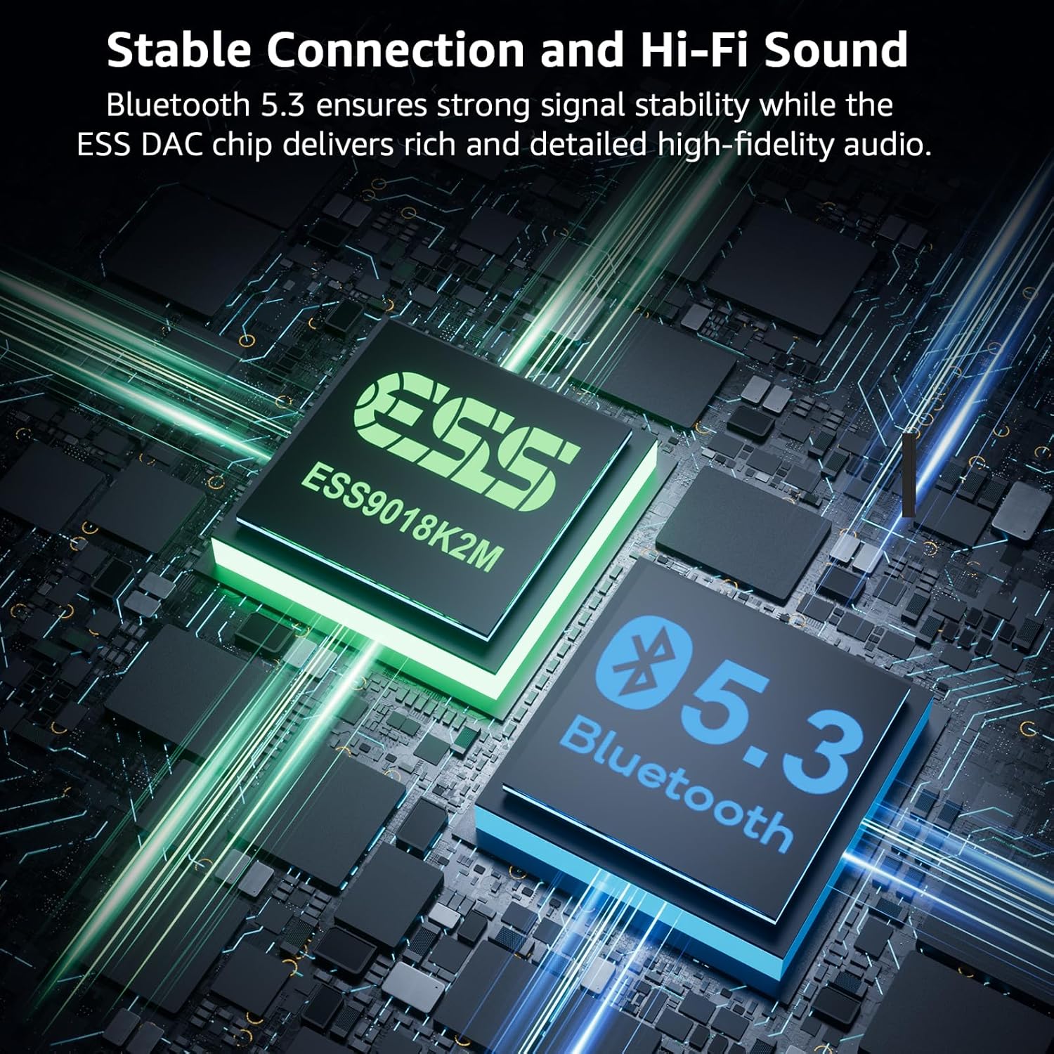 1Mii B03S Bluetooth 5.3 Transmitter Receiver for TV Home Stereo, Wireless Audio Adapters with Audiophile DAC, aptX Adaptive/LL/HD, Dual Link, Optical RCA AUX 3.5mm Inputs/Outputs