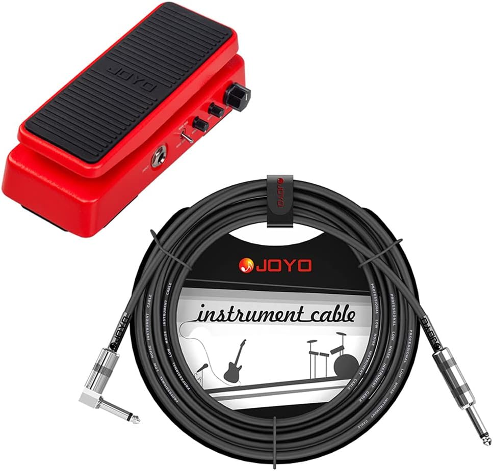 JOYO WAH-II Classic WAH Pedal Bundle with CM-12 Mono 6.35mm Guitar Pedal Amplifier Instrument Cable 15 Feet