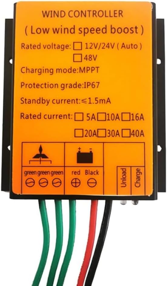 12V, 16A Wind Turbine Controller, Automatic IP67 Wind Power Regulator Suitable for 2000W Wind Turbine System, Mini Wind Turbine Generator Controller12v 24V 48V 220V
