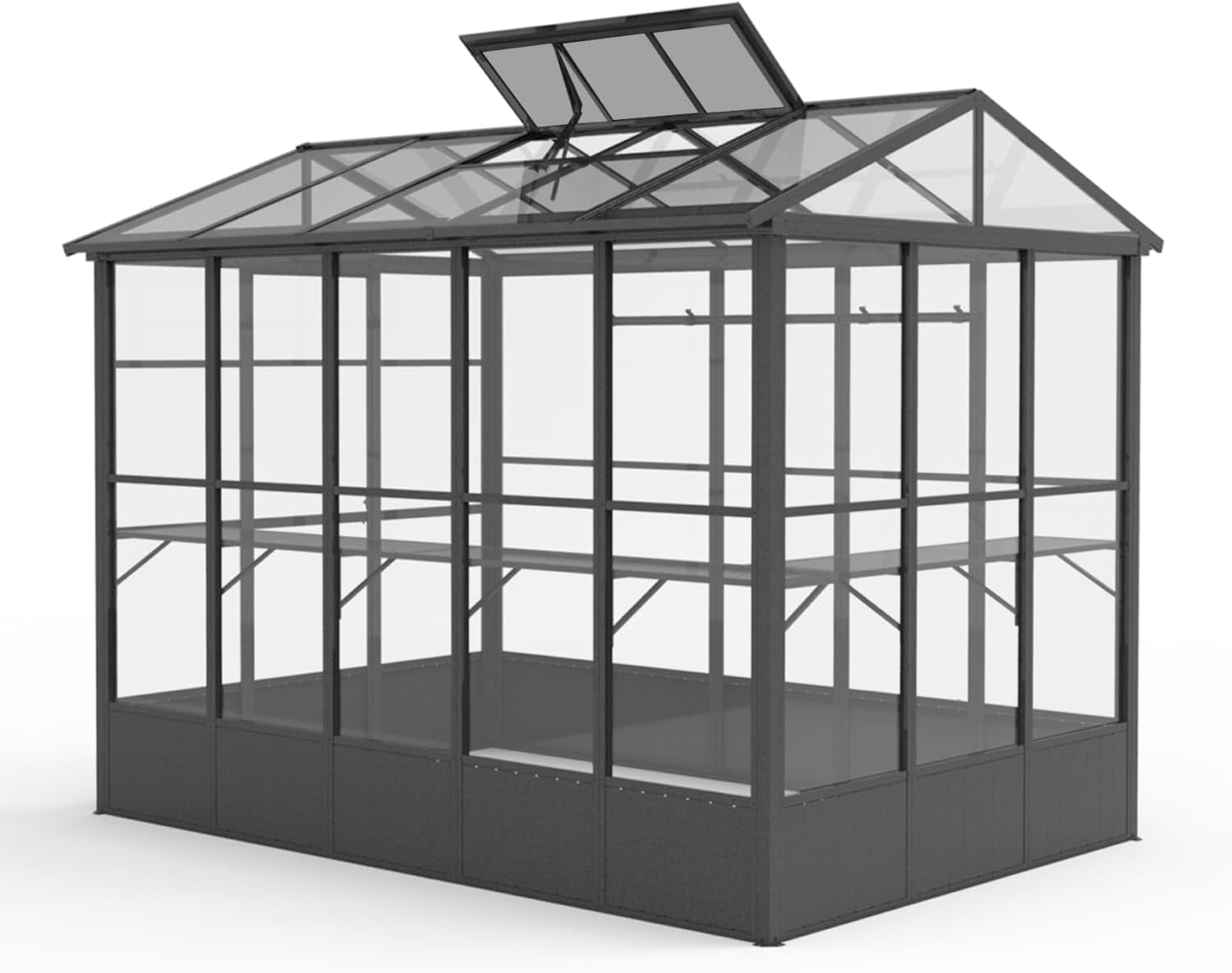 7.5X10Ft Greenhouse Dark Gray Modern Aesthetic Outdoor Garden Backyard Year-Round Gardening