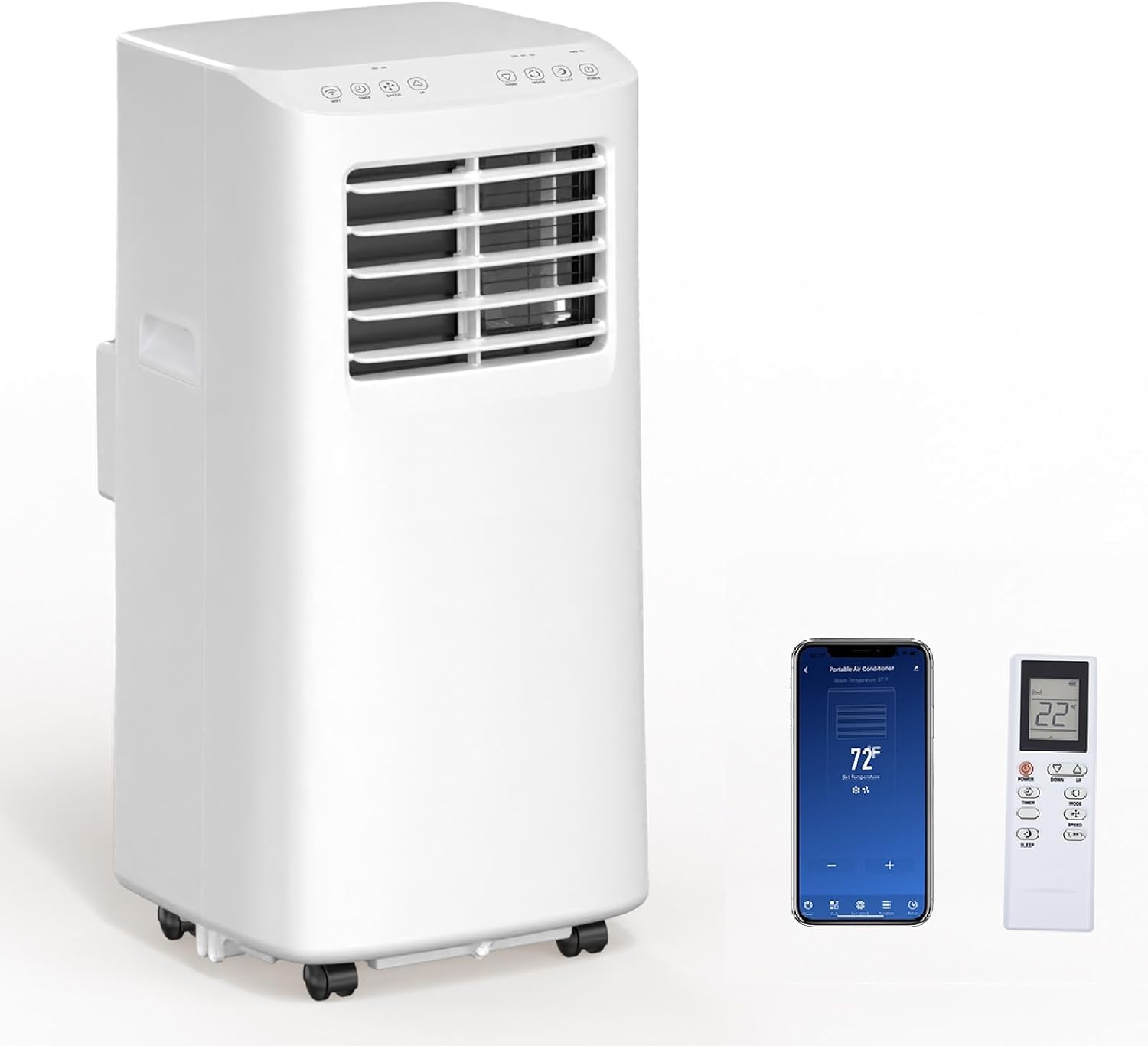 Bonnlo Smart 8,000 BTU Portable Air Conditioner with Remote & APP Function, 3-in-1 Coolor, Dehumidifier, Fan for Rooms up to 300 Sq.Ft., Floor AC Unit with Timer, Rolling Wheels & Installation Kit