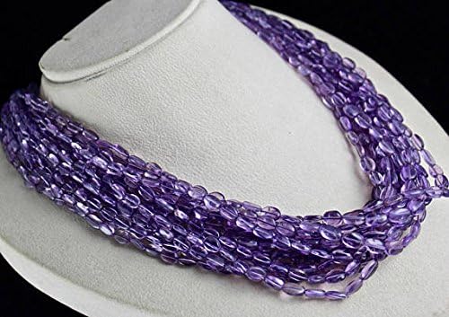 16 Line Natural BRAZILIAN AMETHYST Long Beads NECKLACE 20 INCHES 10MM TO 7MM