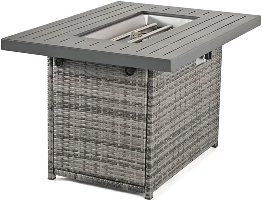 Furniture of America Wies Aluminum Wind Guard Outdoor Fire Pit Table in Gray