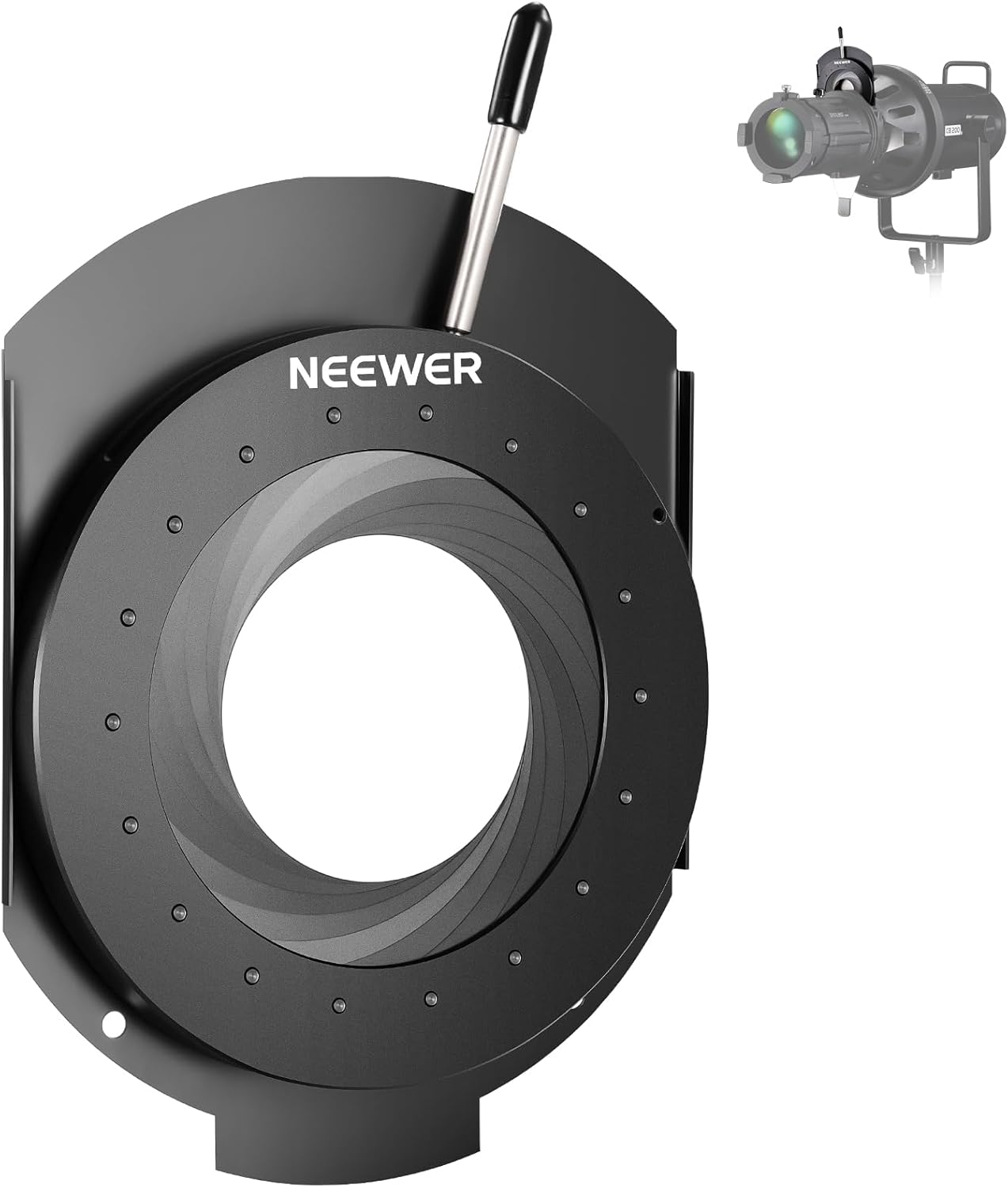 NEEWER Spotlight Mount Iris for NEEWER LS-39/LS-38/LS-48 Spotlight Snoot, 5-60mm Aperture Diaphragm Adjustable Mount Control Optical Diaphragm Lens Accessory, High Temp Resistant Manganese Steel, CSS2