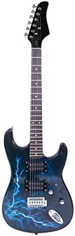 Lightning Style Electric Guitar with Power Cord/Strap/Bag/Plectrums Black & Dark Blue