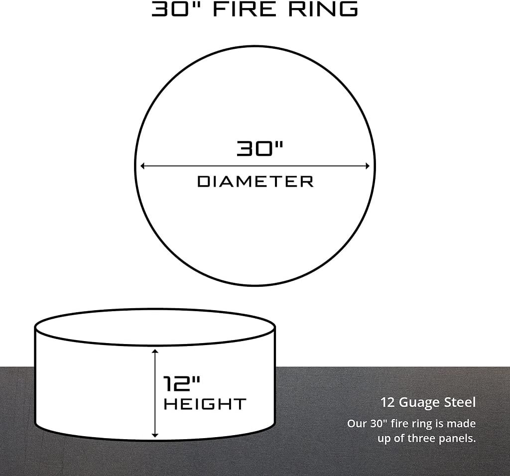 PD Metals LD00730-FP Lab N Duck Unpainted 12 in. Tall 30 in. Diameter Outdoor Fire Ring with Fire Poker - 30 x 30 x 12 in. - Rustic Black Color