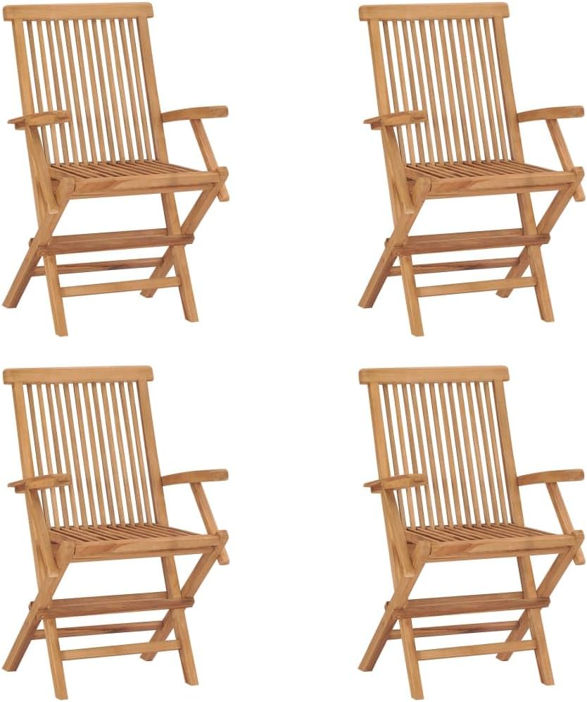 Folding Patio Chairs 4 pcs Solid Teak Wood,Teak Wood Patio Chair Set Durable and Comfortable Outdoor Seating Outdoor Furniture, Outdoor Chairs