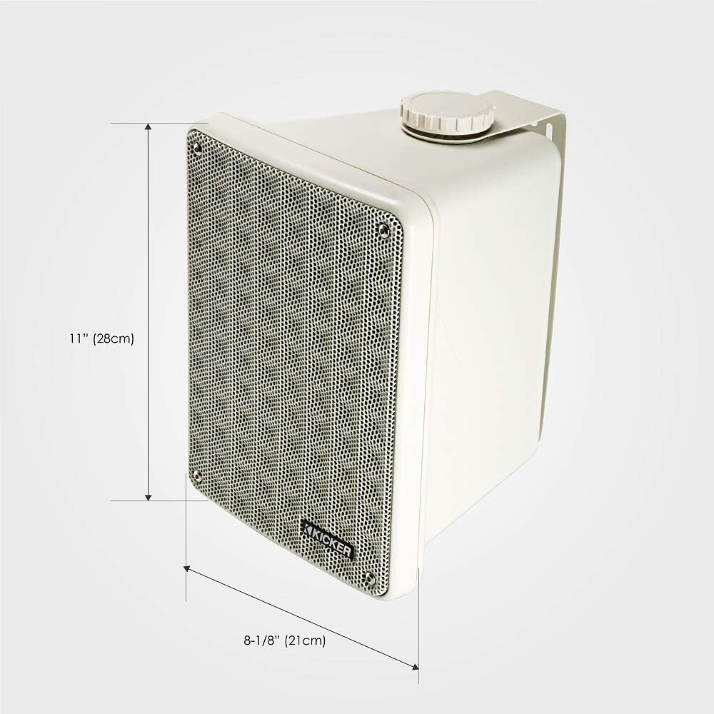 KICKER KB6B 2-Way Full Range Indoor Outdoor Speakers (Pair) Weatherproof Speakers for Patio Garage Poolside in-Home, 6.5 inch woofer, 2x5 inch Horn Tweeter Gray