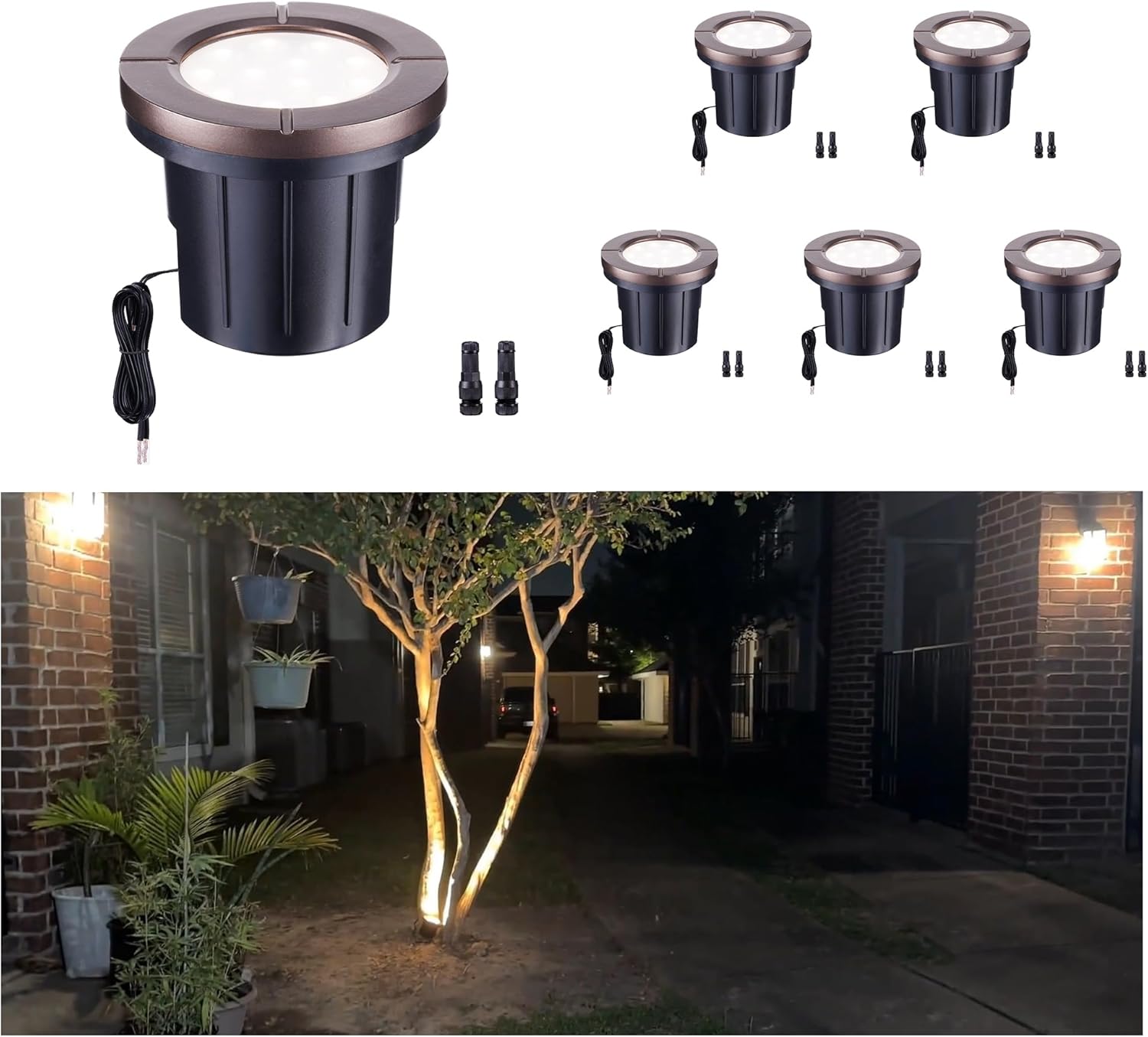 Landscape Well Light, LED Low Voltage In Ground Lights, IP67 Waterproof 12V Outdoor, Bright 6W 580LM Aluminum ORB for Sidewalk Driveway 6 Pack