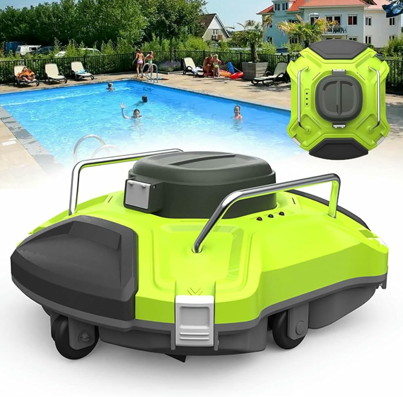 Automatic Pool Cleaner with 120Min Battery Life, 18°-25°Climbing Ability, Display Light and Buzzer, Ideal for Pools Up to 800 Sq.Ft