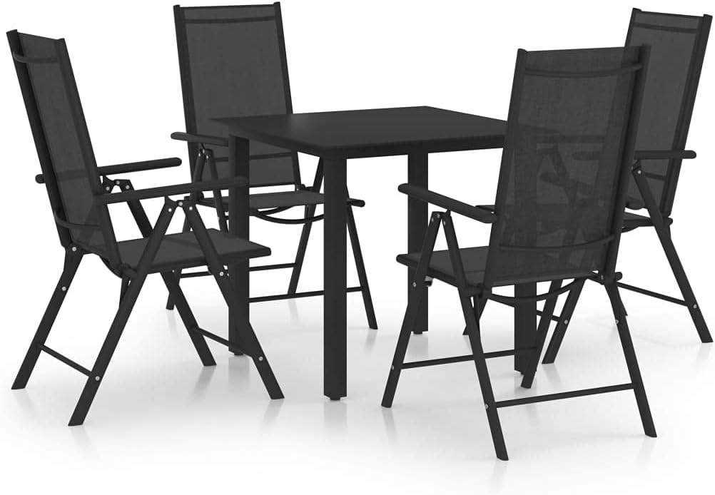 5 Piece Patio Dining Set Aluminum Black Garden Furniture