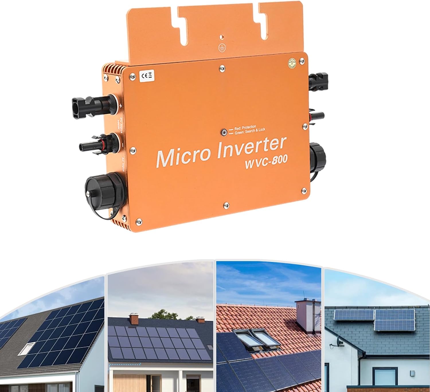 Solar Power Inverter with LCD Display 800W Portable Solar Generator Power Station with SPWM Control Technology Pure Sine Wave Inverter for Outdoor Camping RV Truck Boat-Gold