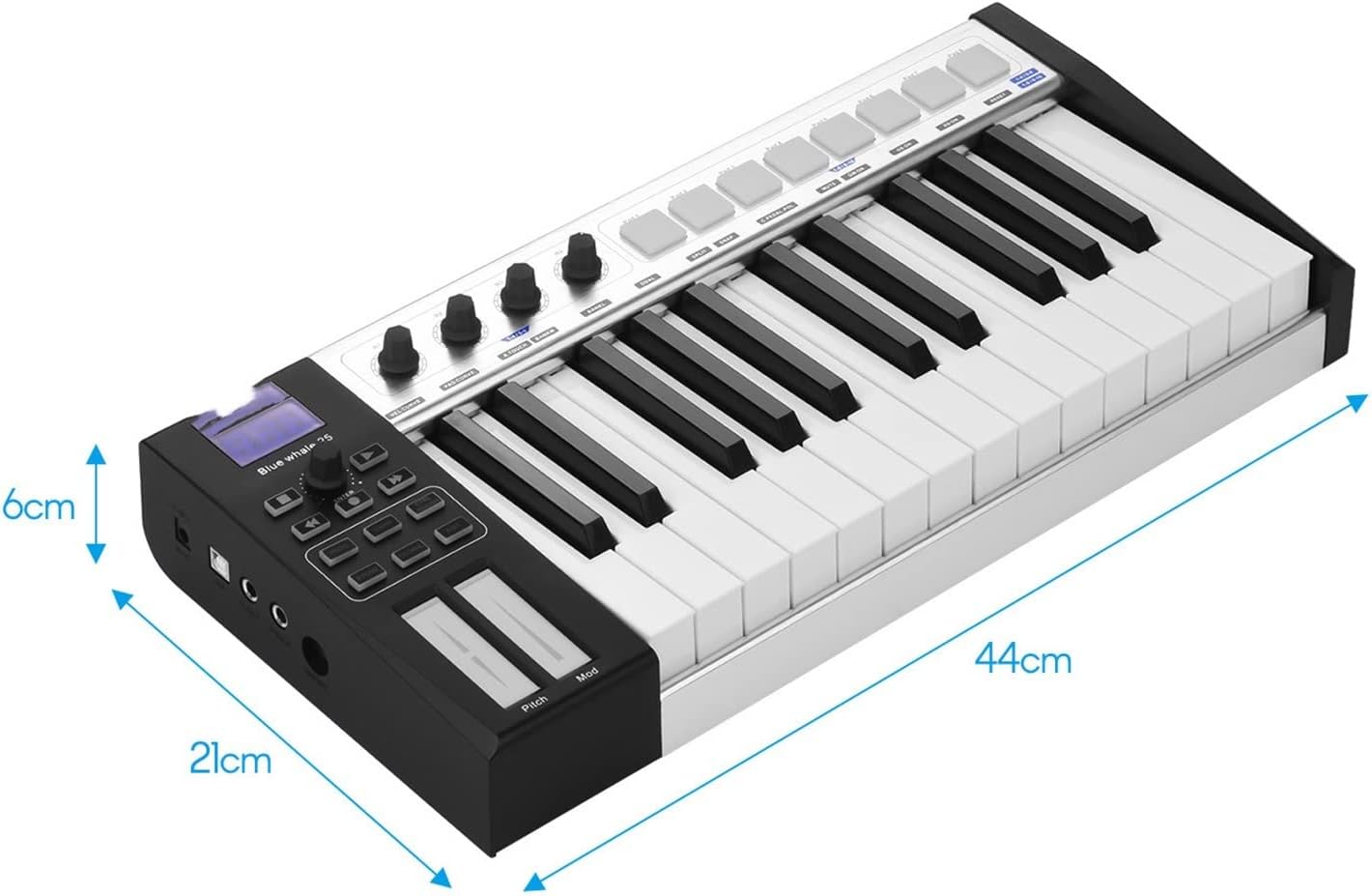 Keyboard Piano 37 Portable MIDI Controller Keyboard Semi-Weighted Keys 8 RGB Backlit Trigger Pads LED Display