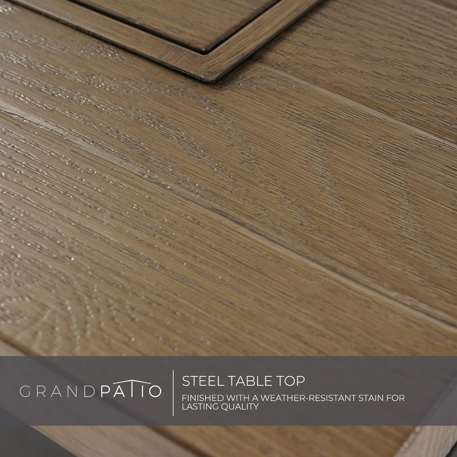 29 Inch Propane Fire Pit, Outdoor Fire Pit Wood Grain Square Smokeless Firepit Table with Sling Base, Light Brown Tabletop/Square