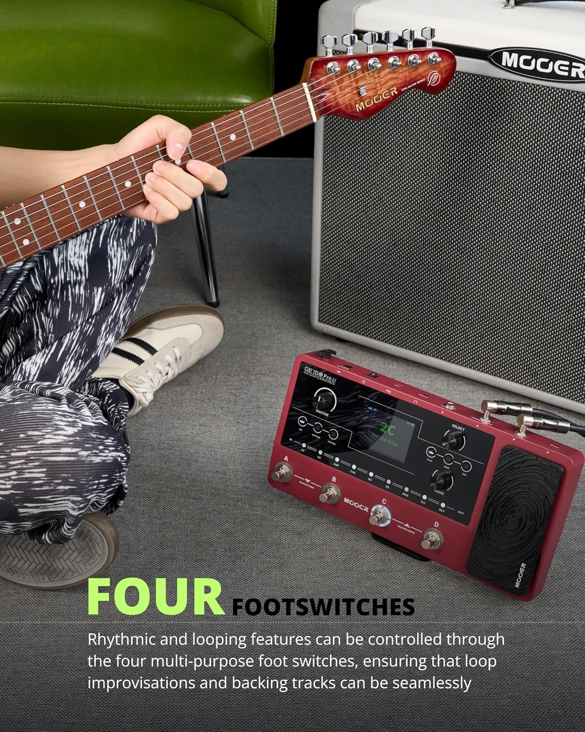 MOOER GE150 Pro Li Guitar Amp Modelling Multi Effects And GWU4 UHF Transmitter Receiver