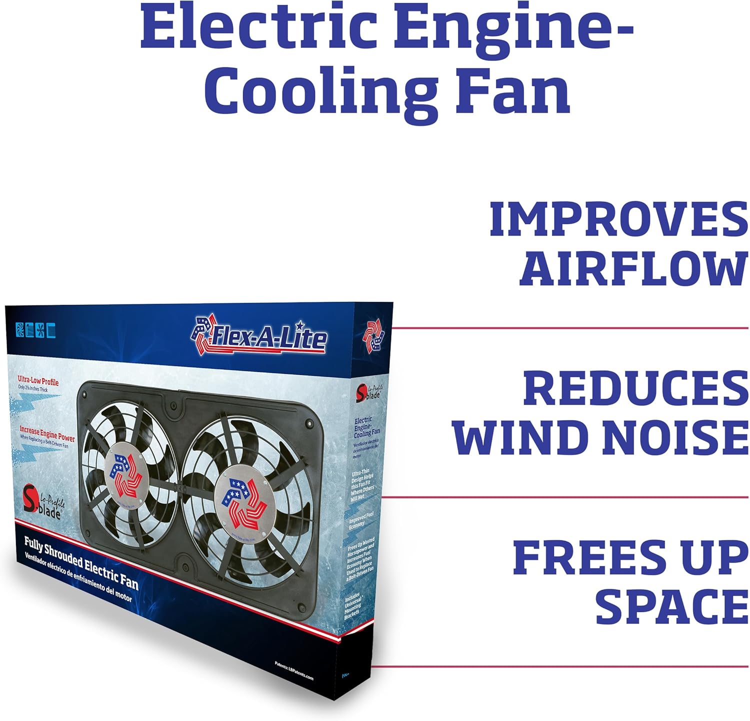 Flex-A-Lite Lo-Profile Dual S-Blade Electric Fan with Variable Speed Controller, Puller Fan (410), Car Accessories, 12-1/8 Inches , Black