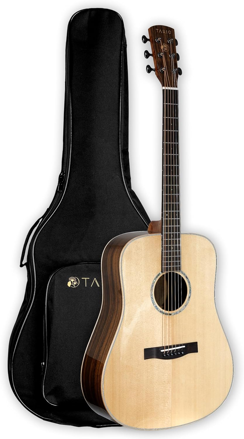 TARIO 41'' Acoustic All Solid Guitar Solid Spruce Top Solid Ovangkol Back and Sides Mahogany Neck