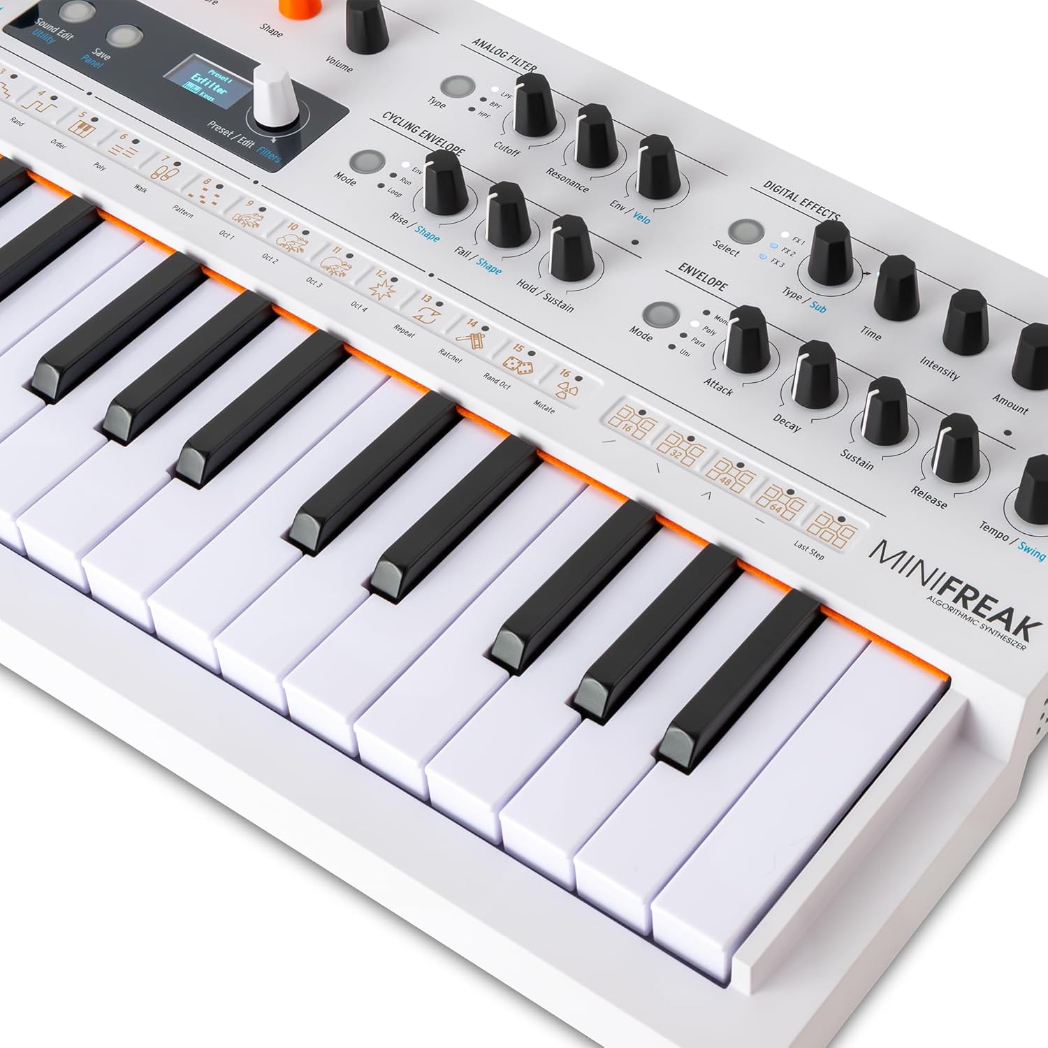 Arturia MiniFreak 37 Key Polyphonic 6-Voice Hybrid Synthesizer Keyboard (White, MiniFreak Vocoder)
