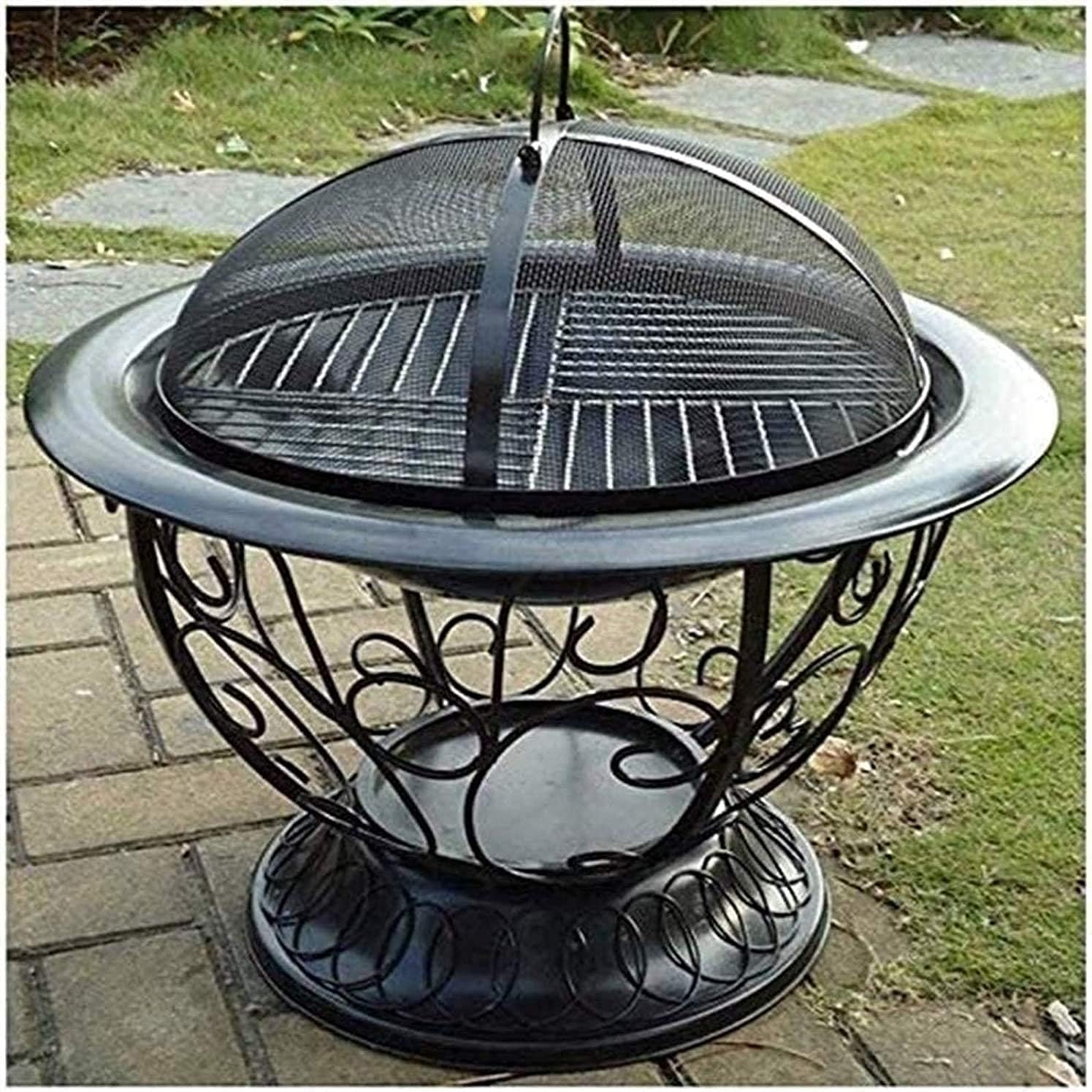 BBQ Grill Outdoor Fire Pits,BBQ Grill,Outdoor Fire Pit Accessories Wild Travel Wood Burning and Camping Picnic Stove Bonfire,with Barbecue,Family EssentialMultifunctional Stove