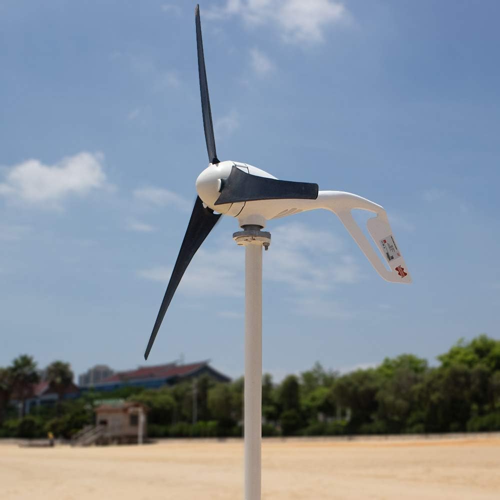 Light and Powerful Small Three Colors 3 Blade 400W Wind Turbine Generator Kit AC 12V/24V with Windmill Generator Controller for Home Use (12V-Black)