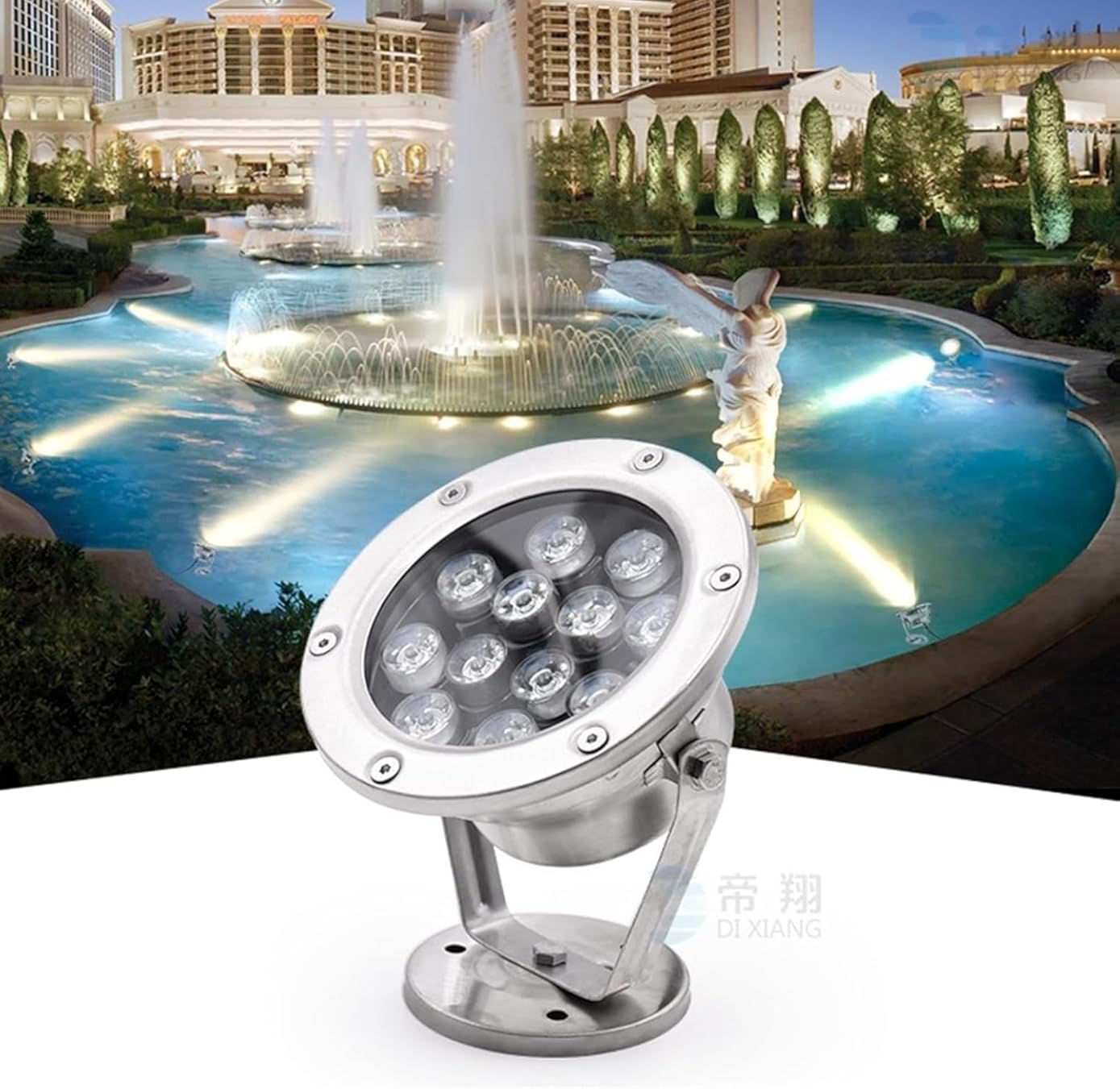 Submersible LED Pool Lights - Ground LED Landscape Lights - 360° Adjustable Angle Underwater Led Lights, Ring Fountain LED Lamp, Nderwater Pond Lights, IP68 Waterproof Submersible Lights(White,24W(12v