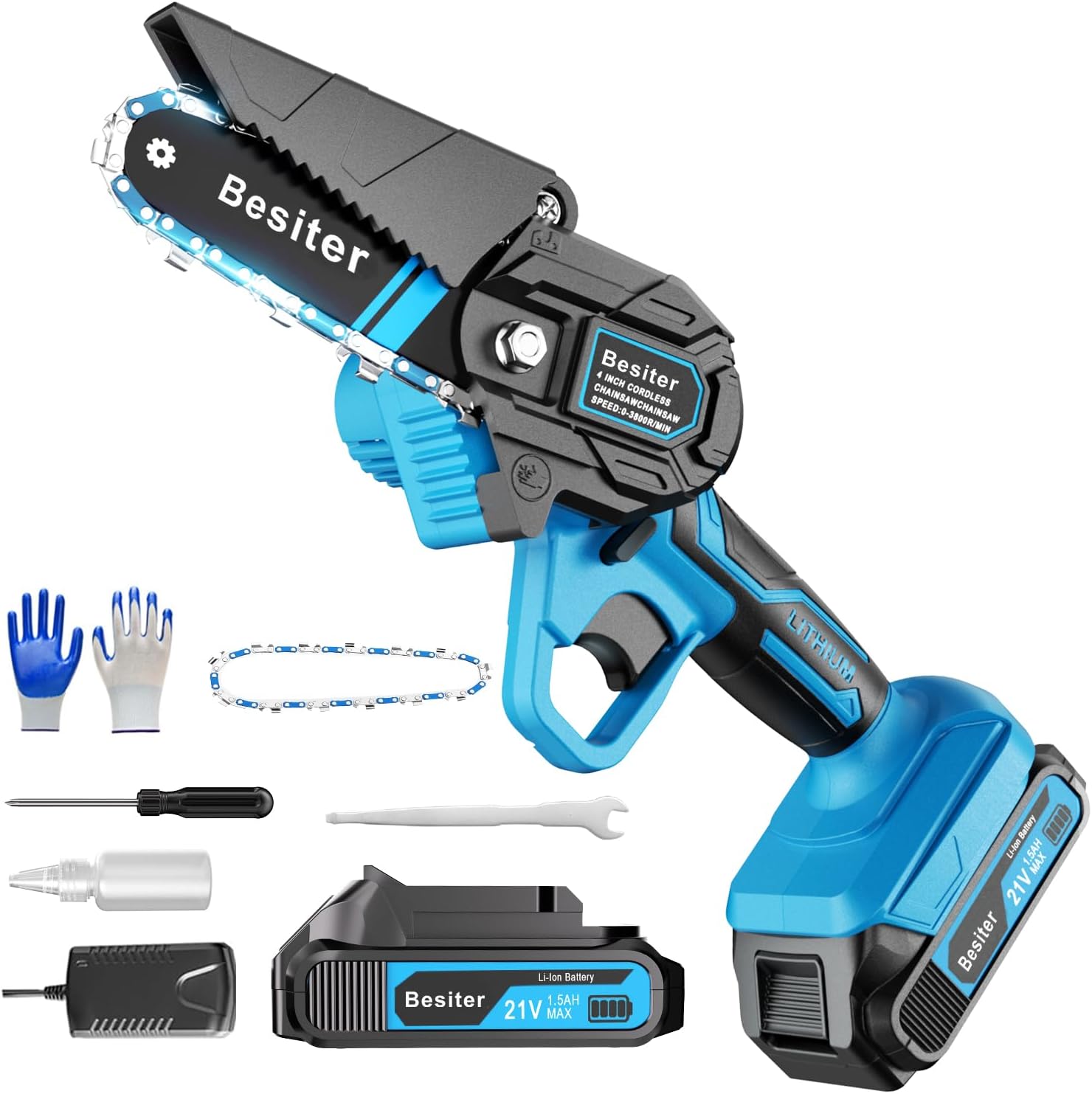 Mini Electric Chainsaw, 4-InchCordless Battery-Powered Handheld Saw for Tree Trimming, Wood Cutting, Garden and Household Use, Compact and Lightweight, Ideal Gift for Men, Dad, Husband