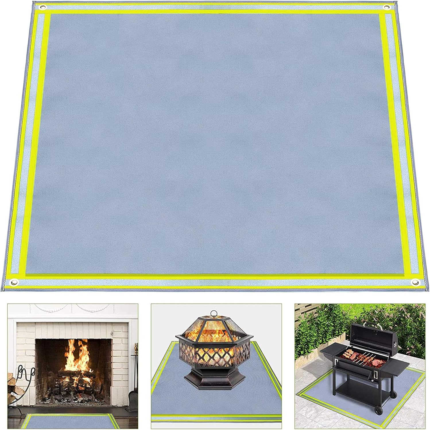 Fire Pit Mat | Square Ember Mat | Large Grill Mat | Under Grill Mat Pad, Protector for Wood Burning Fire Pit, Charcoal Grill, Deck, Lawn, Outdoor Patio,59 * 67 inch /1.5 * 1.7m