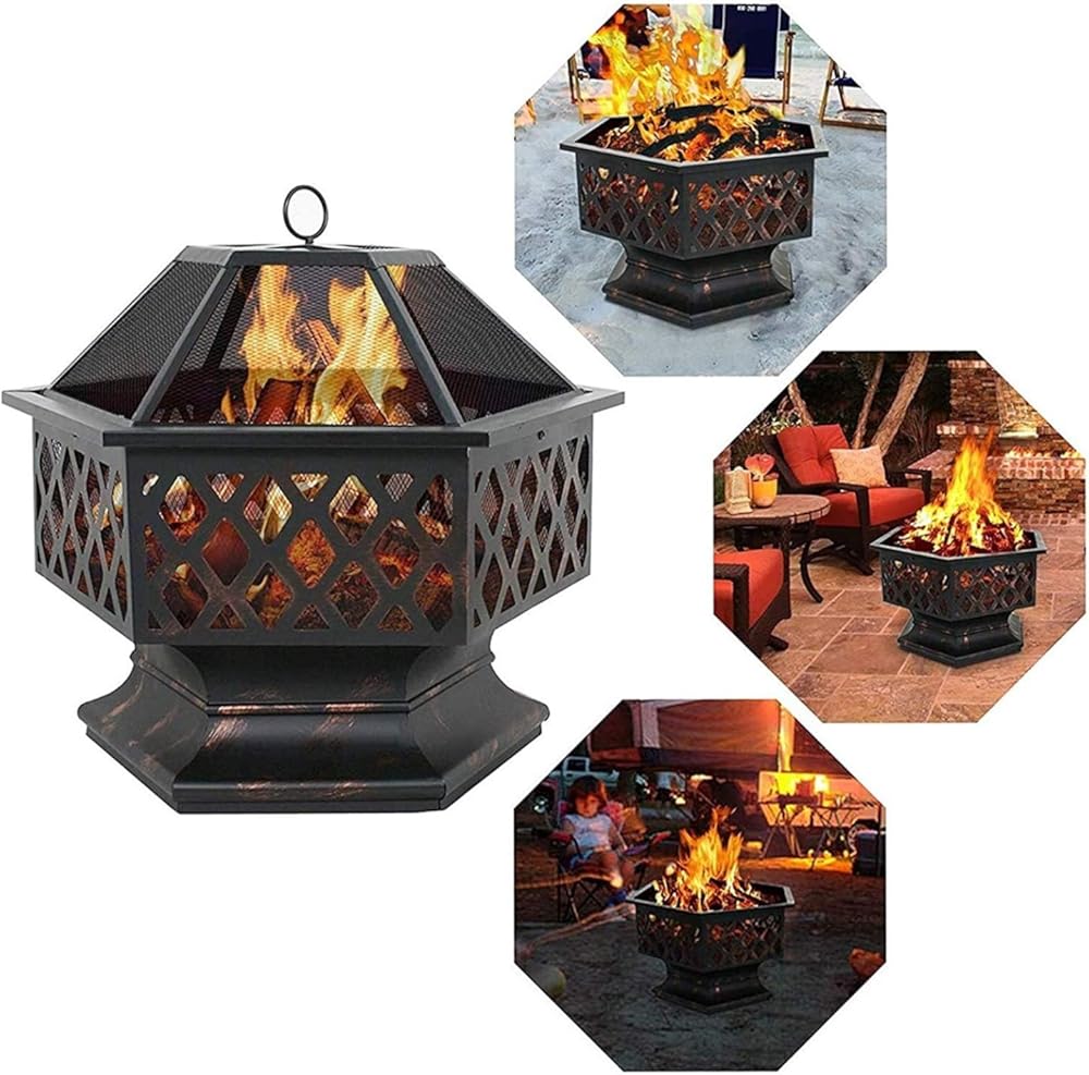 Fire Pits Outdoor Wood Burning Wood Burning Fireplace Fire Pit Bowl with Spark Screen Cover