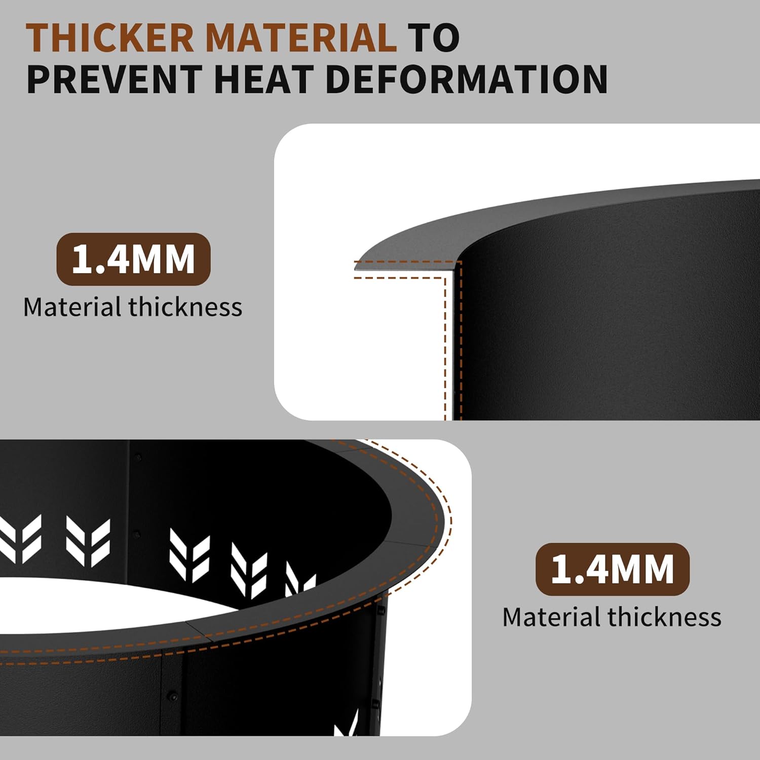 Outdoor Smokeless Fire Pit Ring Insert,30 Inch Inner|36 Inch Outer Diameter, Heavy Duty Metal Round Fire Ring for Outside Wood Burning, Black