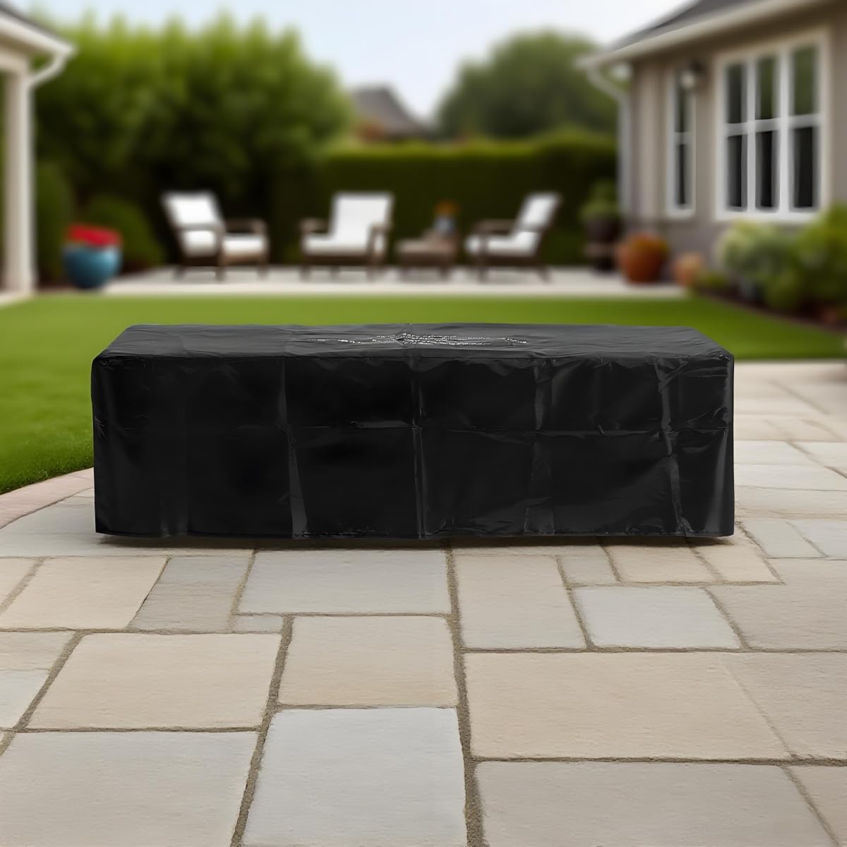 48-inch Rectangle Propane Fire Pit Table, 50,000 BTU Outdoor Gas Firepit with Adjustable Height & Glass Stones for Patio, Backyard - Cement Grey