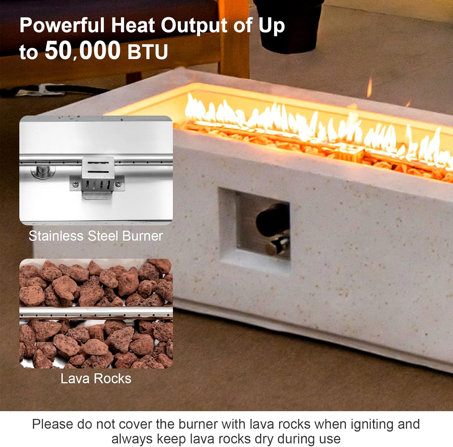 Tangkula 50,000 BTU Outdoor Fire Pit Table, 42