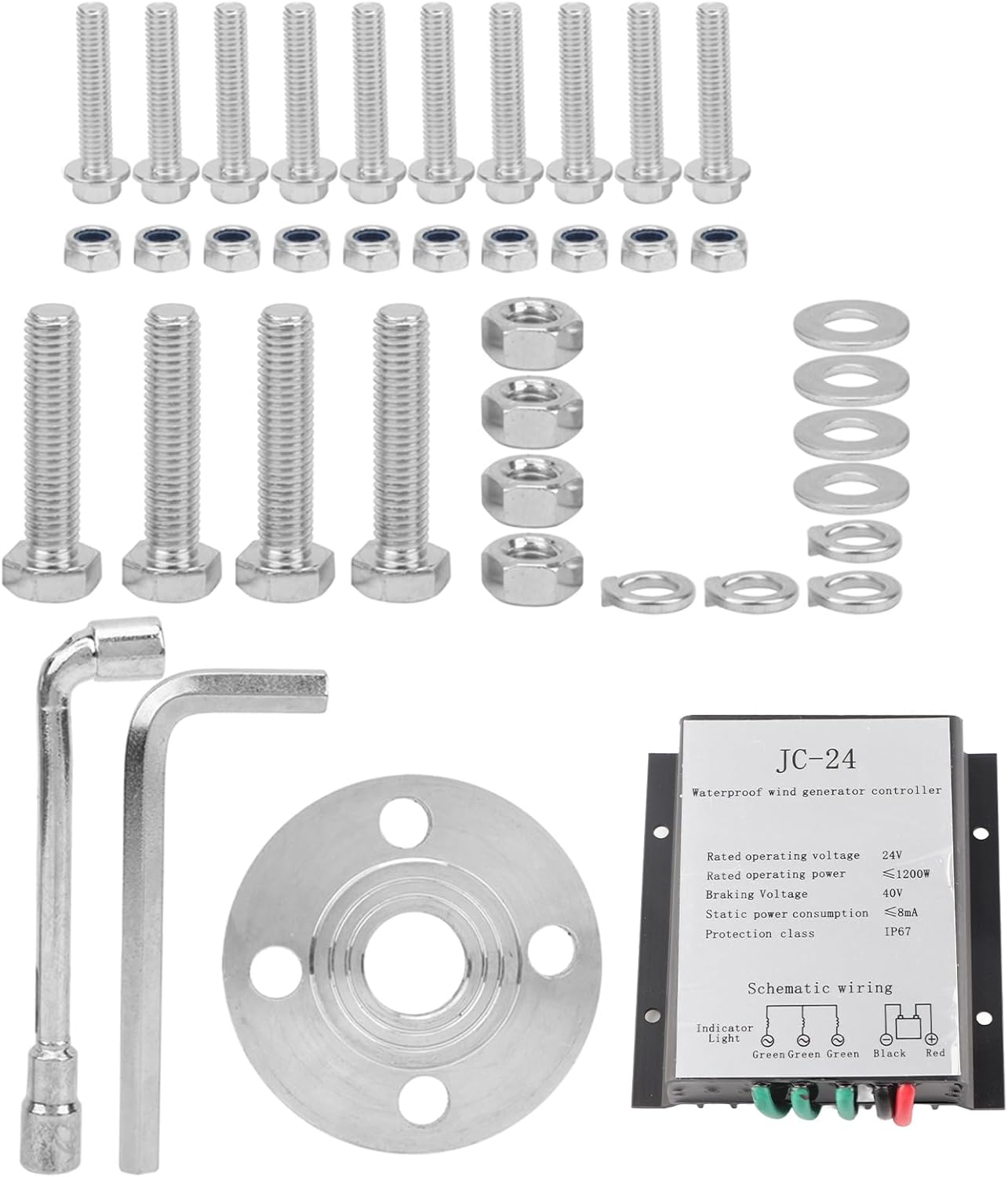 Wind Turbine Generator, 1600W 5 Blade Small Wind Turbine for Industrial Energy Equipment(24V-Black),Dynamo
