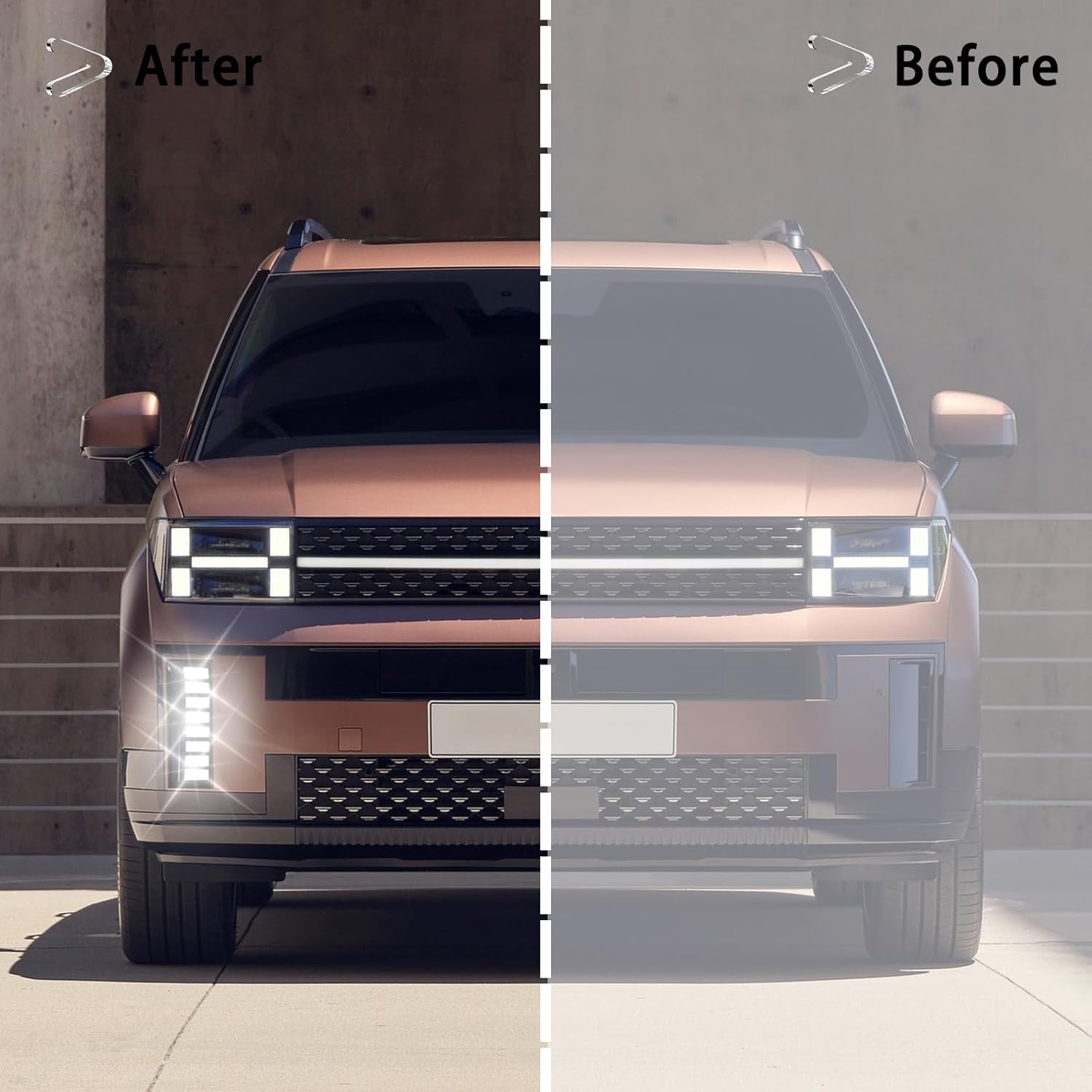 LED Front Bumper Fog light DRL Amber Sequential Turn Signal Lamp Feature Kit for Hyundai Santa Fe 2024 2025 Replacement Front Bumper Air Intake Trim Accessories,2pcs