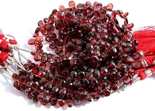 13 inch natural beads strand of 6x4-7x5mm faceted pear mozambique garnet gemstone briolletes beads for DIY jewelry - necklace, bracelet, earring, ring.