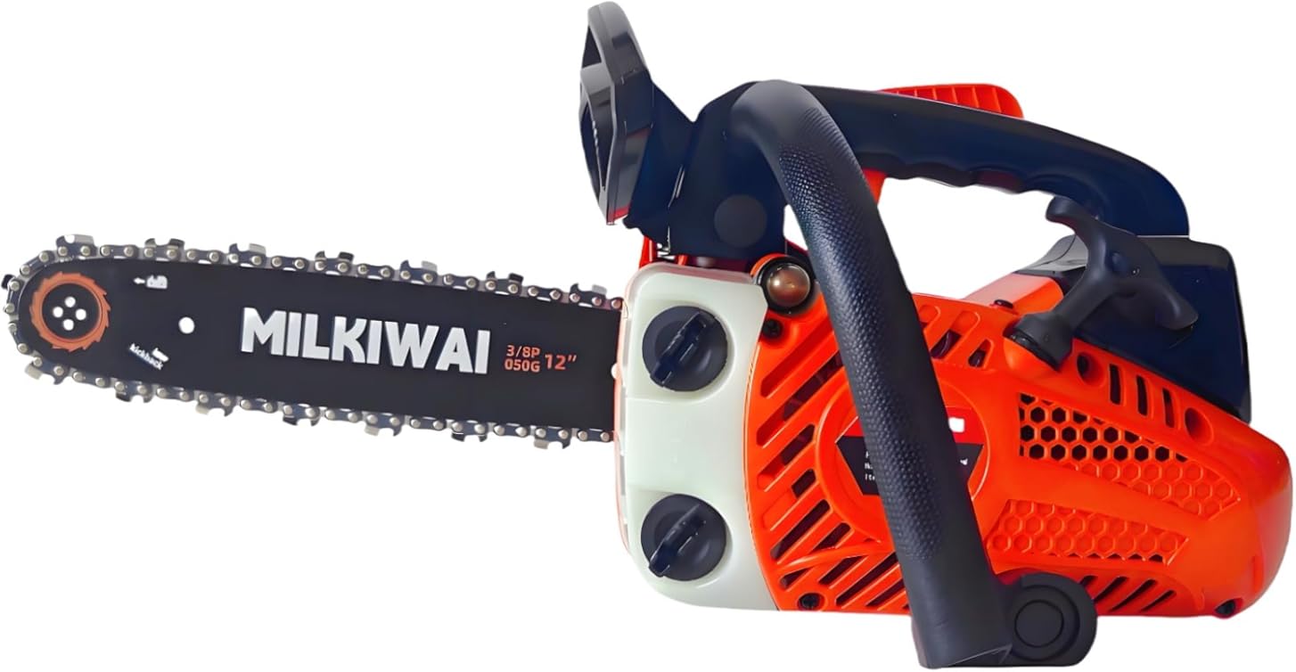 Gas Chainsaw 12 Inch Top Handle Chainsaw 2-Stroke 25.4CC Handheld Cordless Petrol Portable Gas Powered Chain Saw for Tree Wood Cutting