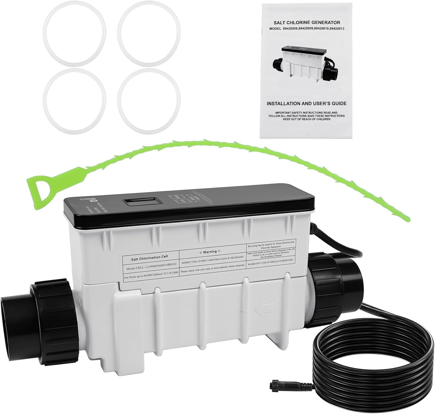 EC-521105 Salt Cell Chlorine Generator Compatible with Pentair IntelliChlor IC60 Salt Cell Chlorination Systems, Salt chlorinator for Swimming pools up to 60,000 gallons, Replaces for EC-521105 521105