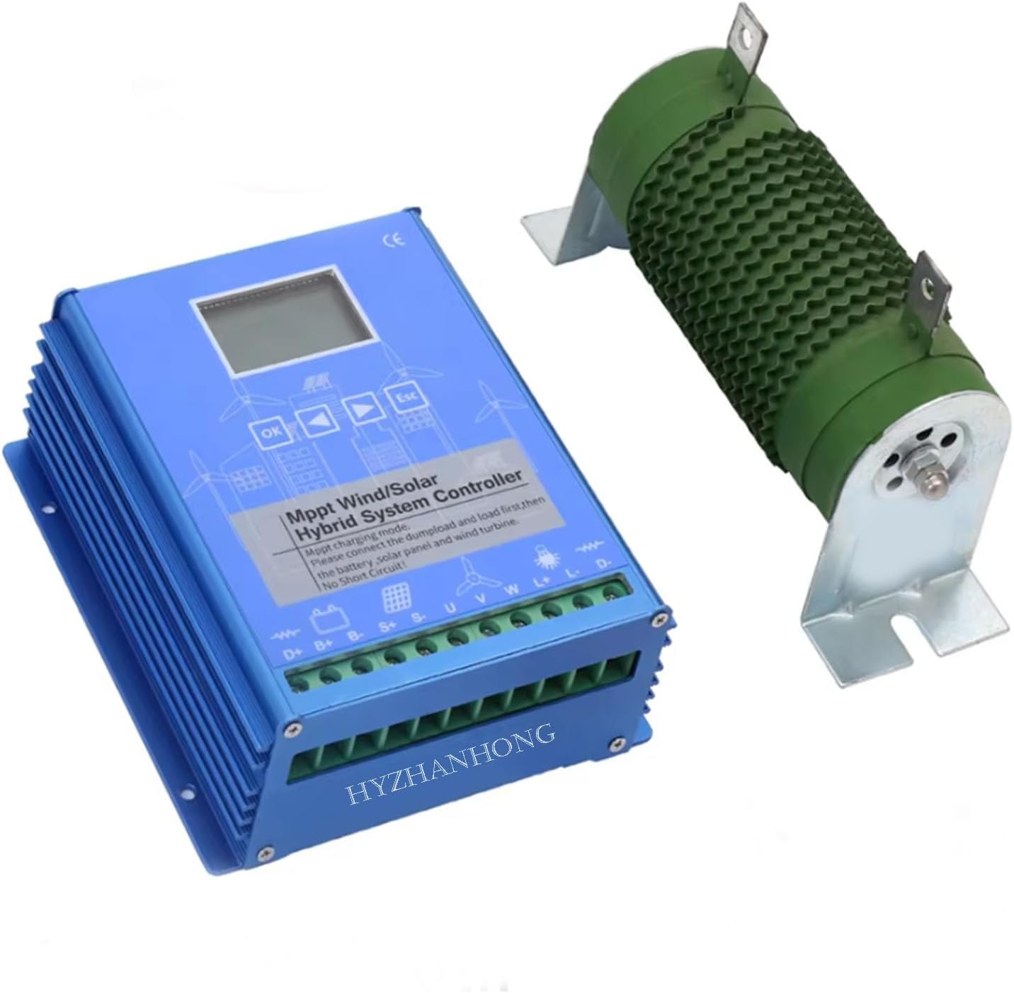 48v, 100W-2000W Wind Solar Hybrid MPPT Charge Controller, Solar Controller Wind Turbine 12V 24V 48V Auto Regulator Home Use Wind Generator Controller with LCD Screen,24V