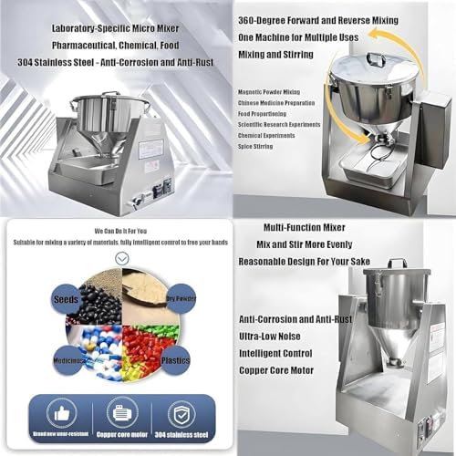 20L Electric Dry Powder Mixer, Stainless Steel Particle Blender, 360° Rotating Powder Mixing Machine for Laboratory & Food Processing, Ideal for Teaching and Research
