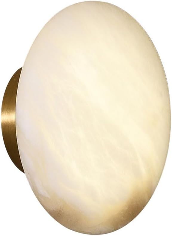 Modern Marble Wall Lamp Round Stone Wall Lighting Alabaster Wall Sconces Bathroom Vanity Light Fixtures Gold Brass Bathroom Vanity Light Fixtures for Living Room Hallway Bedroom