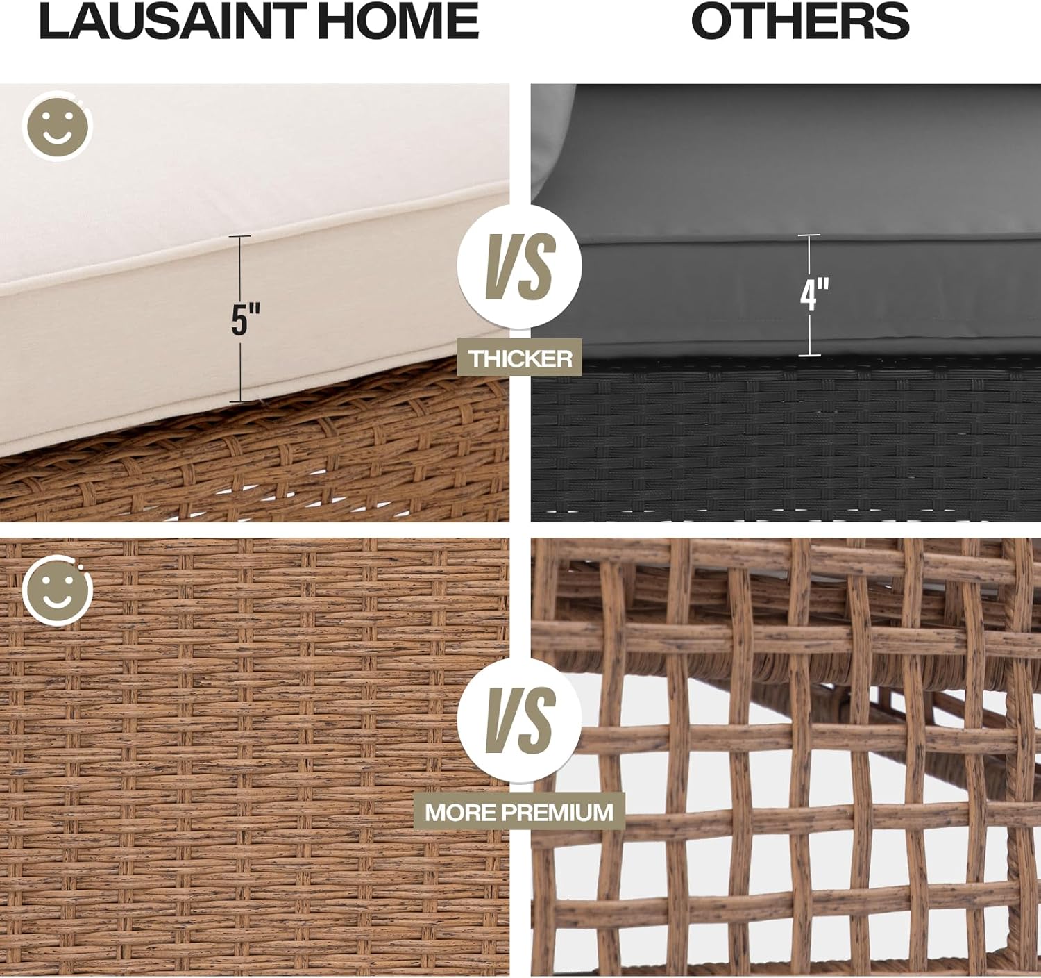 LAUSAINT HOME 9 Pieces Outdoor Patio Furniture Set with 43