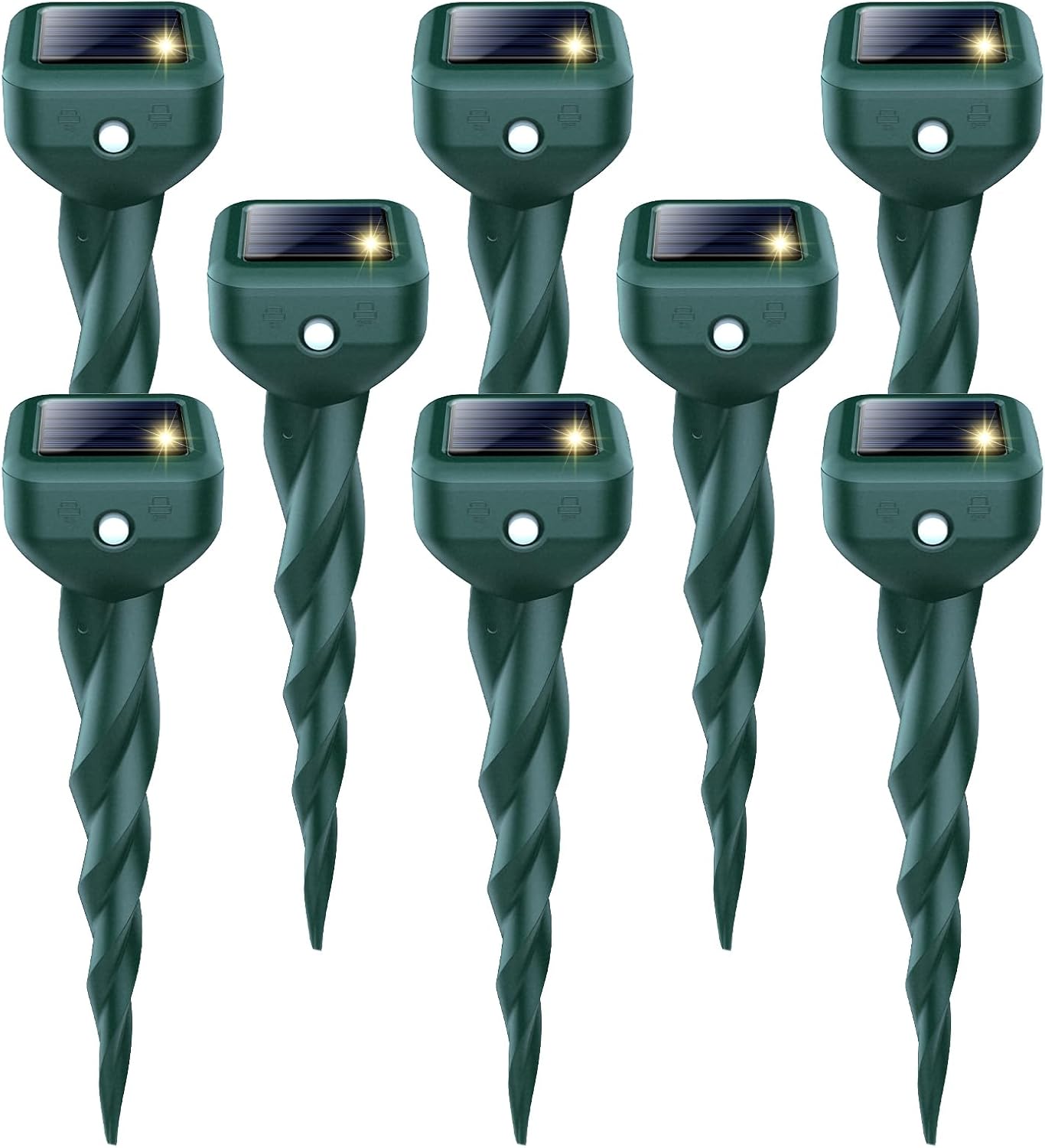 Mole Repellent Solar Powered, 8 Pack Snake & Skunk Repellent for Yard, IP 65 Waterproof Ultrasonic Deterrent Stakes, Get Rid for Rabbit, Gopher, Vole, Chipmunk, Deer, Groundhog for Lawns Garden