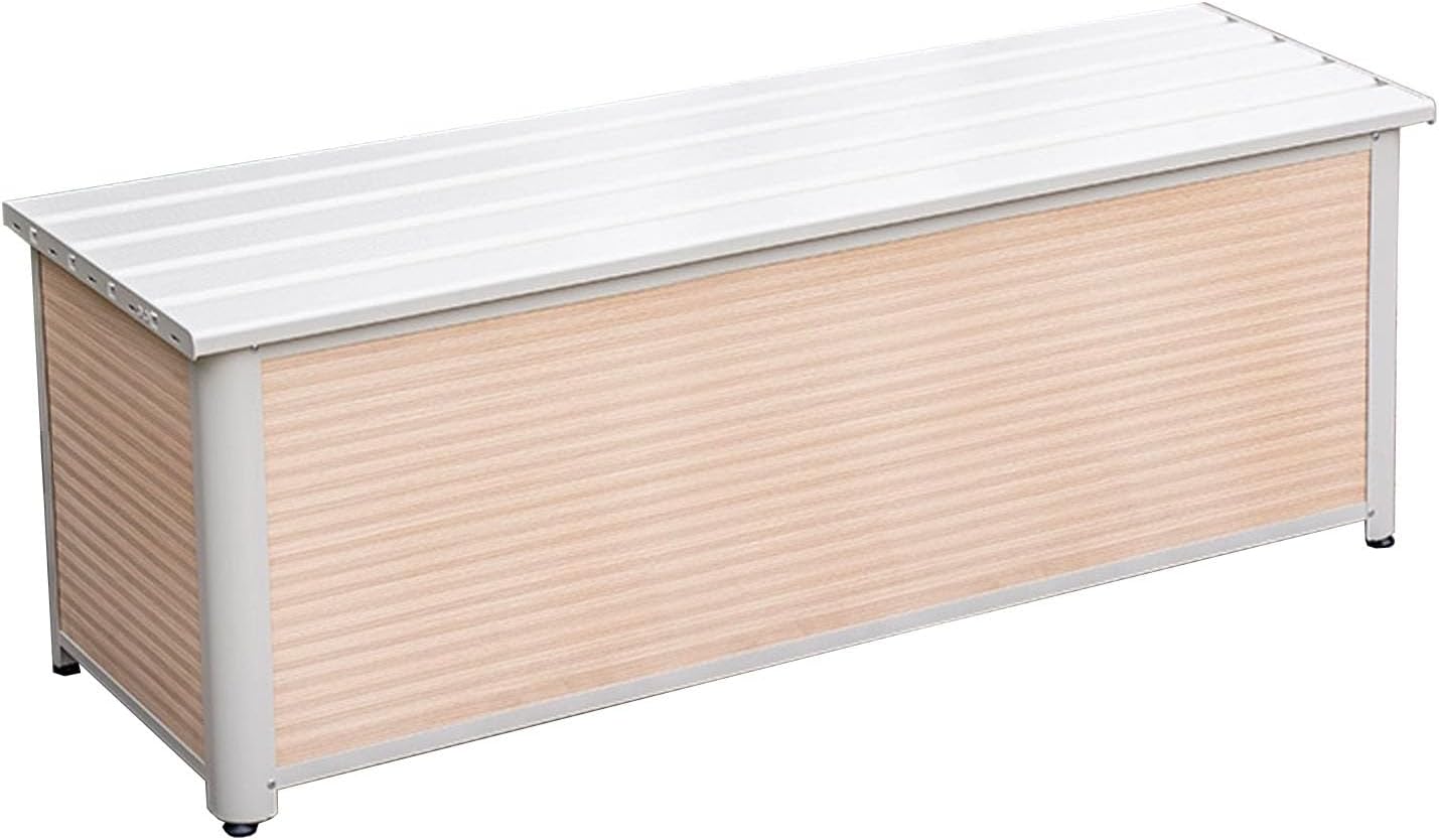 Outdoor Storage Bench Waterproof Package Drop Box for Outside Patio Storage Box Bench Small Metal Outdoor Storage Cabinet for Delivery, Patio, Garden, and Porch(White,150x46x49cm)