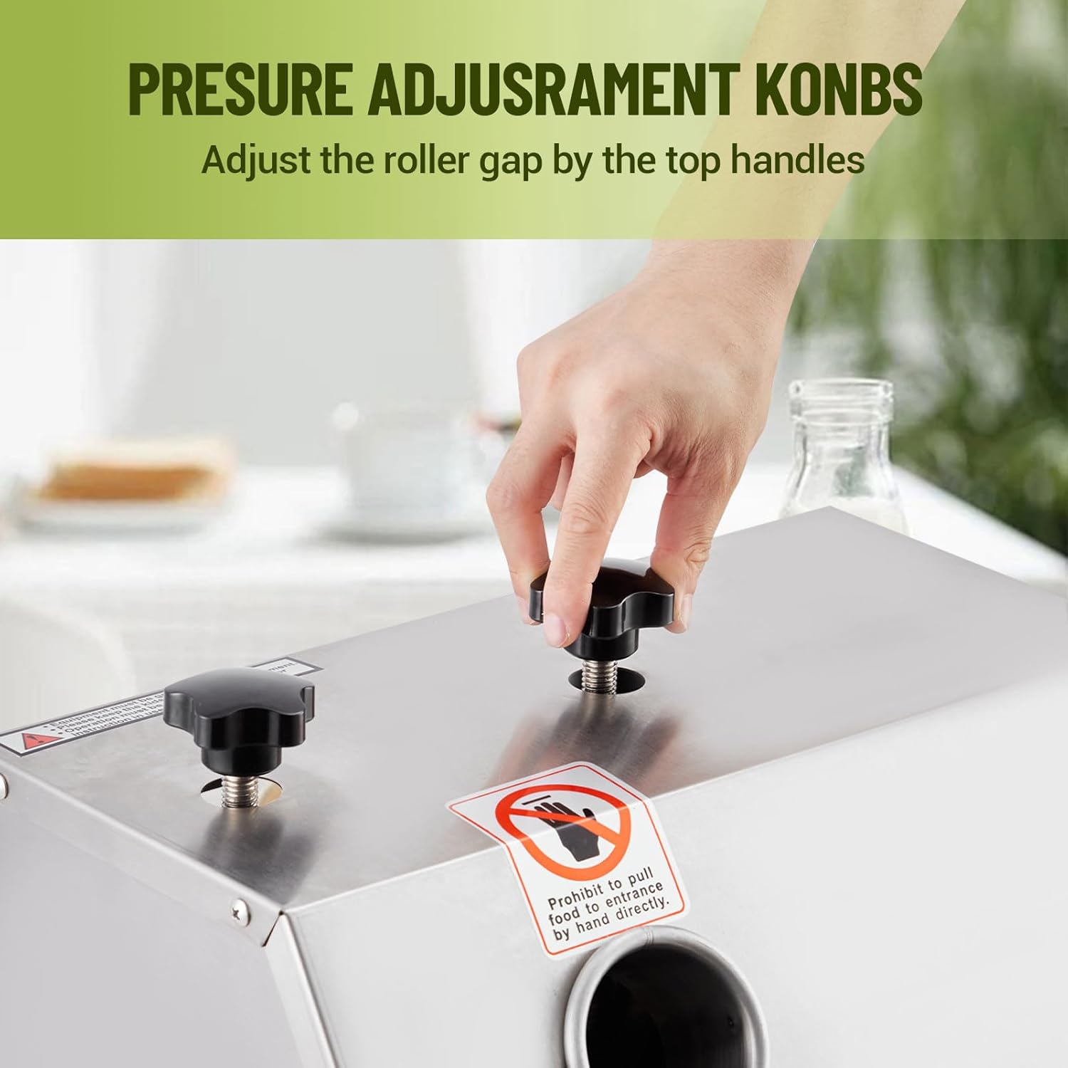 Manual Sugar Cane Juicer, Commercial Sugar Cane Press with Stainless Steel 3 Rollers, 2.4 in Large Inlet, Sugarcane Juicer Machine with 110 LBS/H High Output, Sugarcane Juicer for Commercia