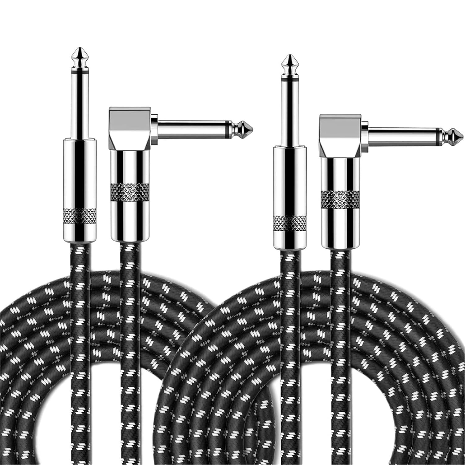 2Packs 6.5mm Guitar Cable Electric Instrument Patch Cable Bass AMP Cord 6.5mm 1/4 Straight Mono Cable for Mandolin Pro Audio(Straight-L-2PK,0.5m)