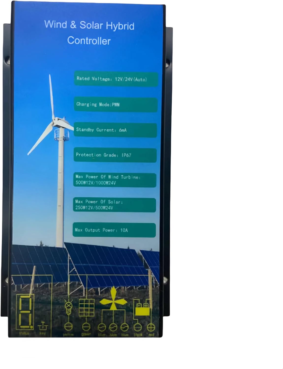 30A Mini Wind Turbine Generator Controller,IP67 Waterproof 12V/24V Automatic Controller for 400W/500W/600W Wind Turbine System